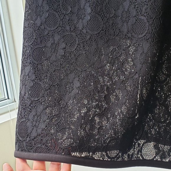 Icone Black Satin and Lace Racerback Top Sleeveless Cocktail Dress, M - Picture 11 of 14